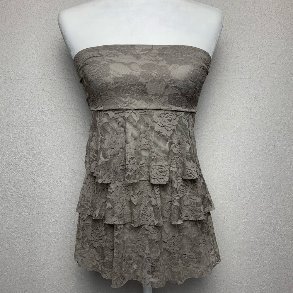 Wet Seal Lace Tube Top Gray Size S